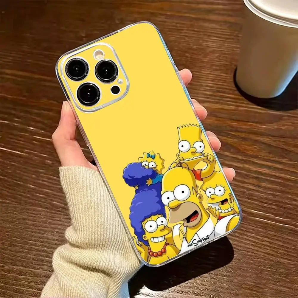 Coque iPhone Simpsons - Famille sur Fond Jaune