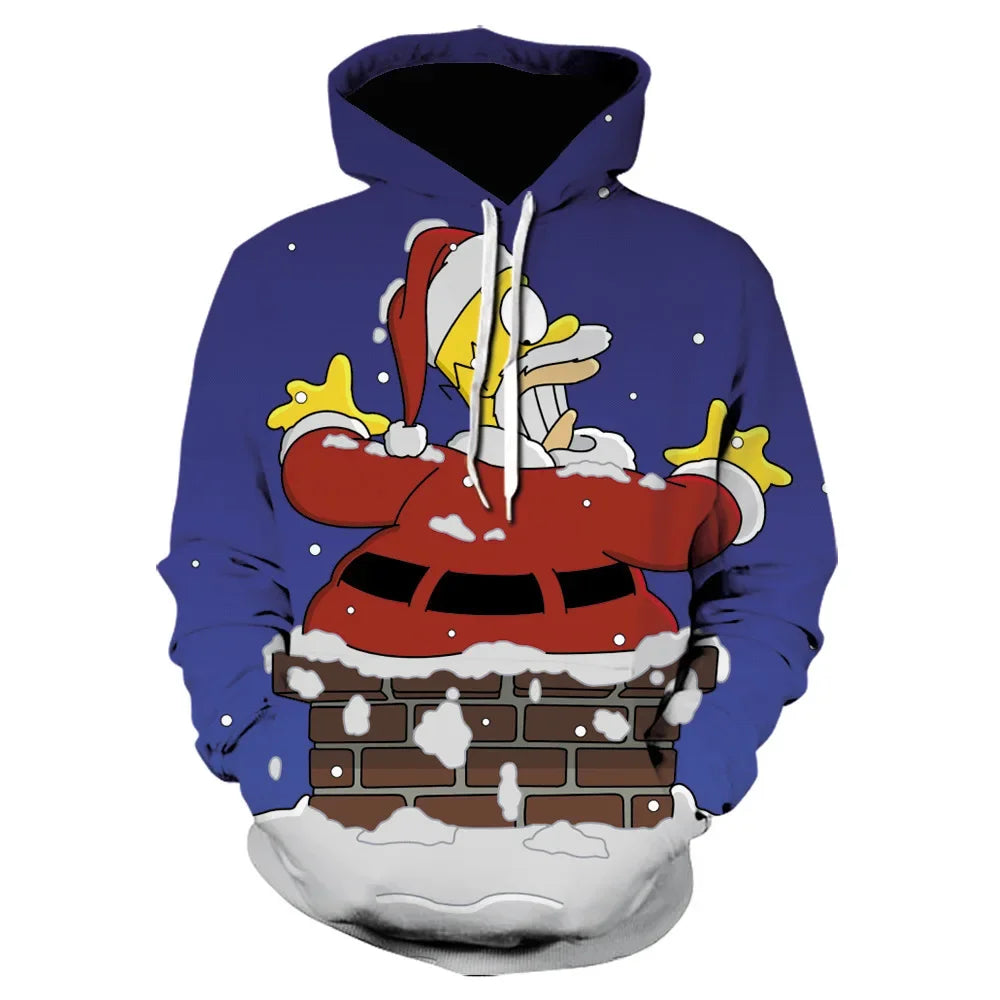 Pull à Capuche Simpsons - Homer Père Noël Passe la Cheminée