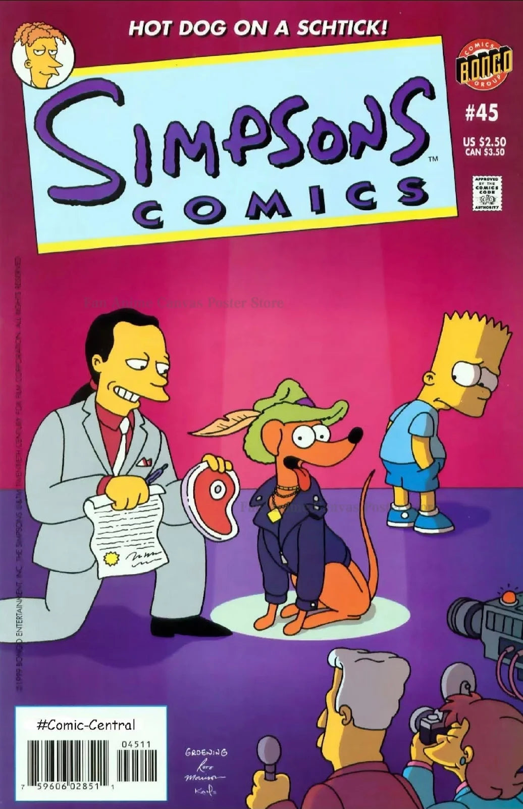 Poster Simpsons - Petit Papa Noël « Hot Dog on a Schtick »