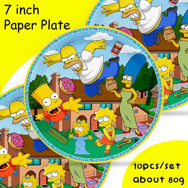 Assiettes Anniversaire Simpsons - Lot de 10