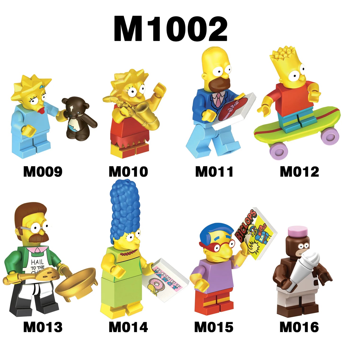 Lot de 8 Figurines Miniatures Simpsons - Bart Skateur et Lisa au Saxophone