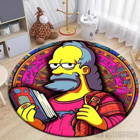 Tapis Rond Simpsons - Homer Mona Lisa