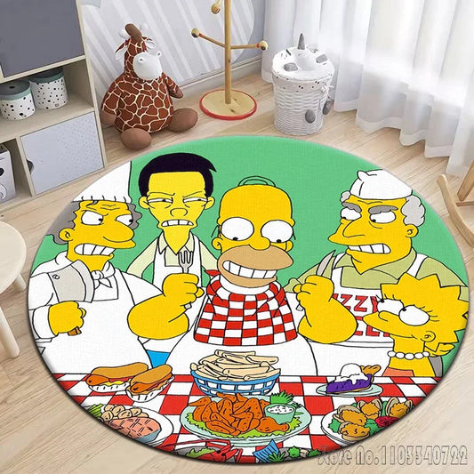 Tapis Rond Simpsons - Barbecue en Famille