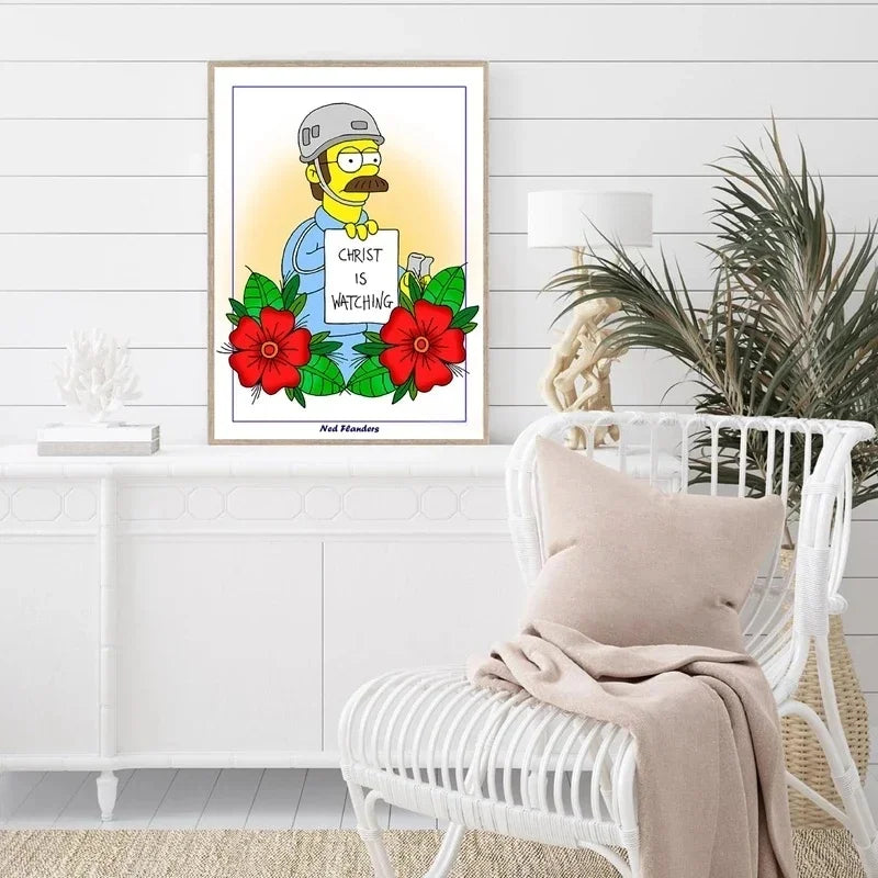 Poster Simpsons - Ned Flanders « Christ Is Watching »