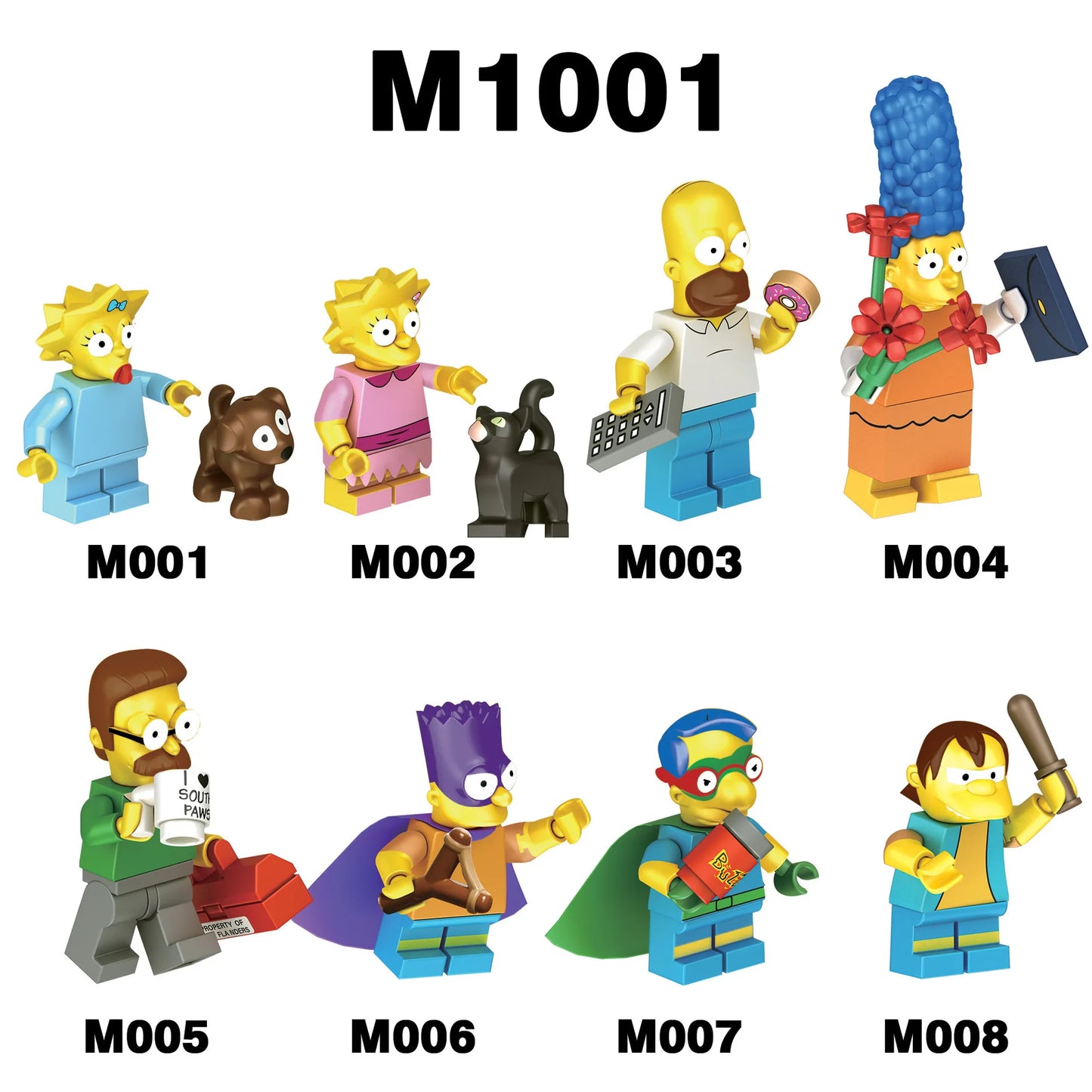 Lot de 8 Figurines Miniatures Simpsons - Maggie, Lisa, Homer et Marge