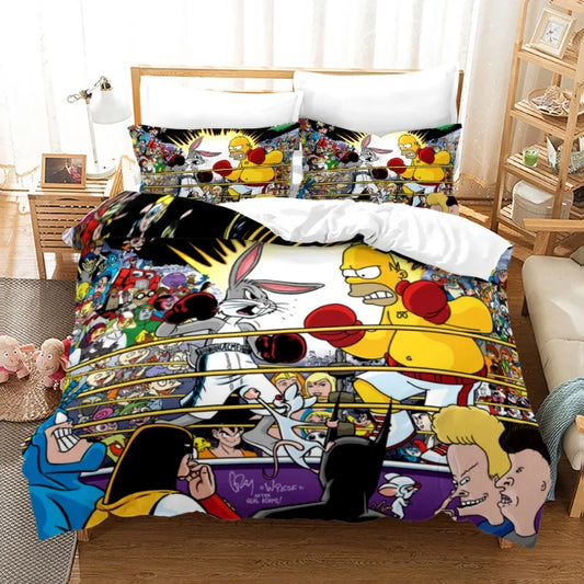 Housse de Couette Simpsons - Boxe Homer vs Bugs Bunny
