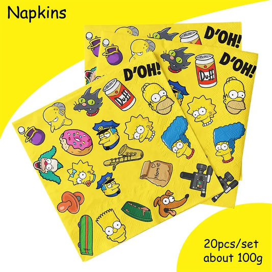 Serviettes Anniversaire Simpsons - Lot de 20