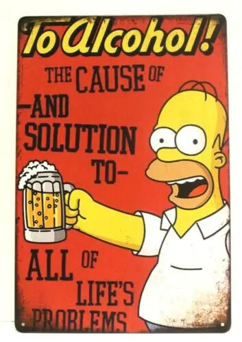 Plaque Métal Simpsons - To Alcohol