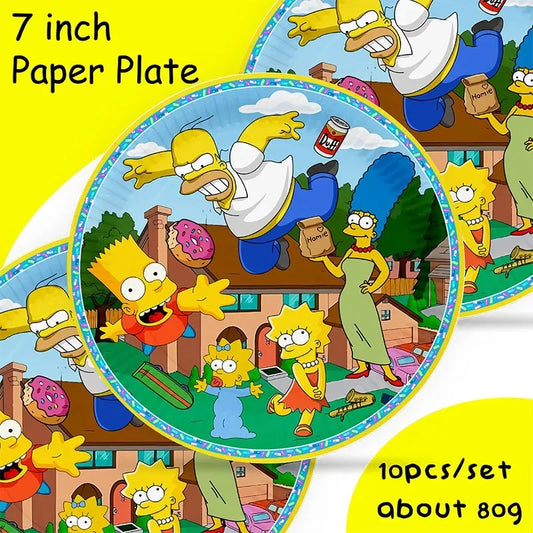 Assiettes Anniversaire Simpsons - Lot de 10