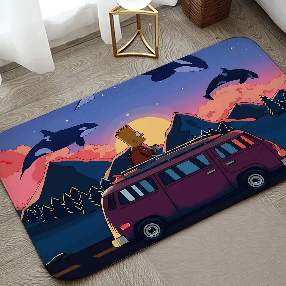 Tapis de Bain Simpsons - Van au Coucher de Soleil
