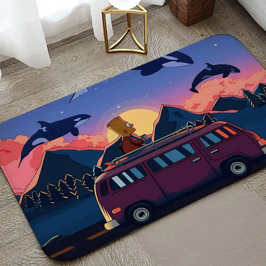 Tapis de Bain Simpsons - Van au Coucher de Soleil