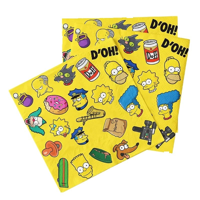 Serviettes Anniversaire Simpsons - Lot de 20