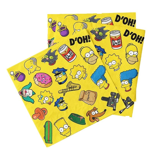 Serviettes Anniversaire Simpsons - Lot de 20